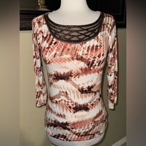 Dana Buchman beaded 3/4 sleeve blouse